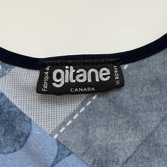 Gitane Women's Navy Blue and White Geometric Print 3/4 Sleeve Tunic Large - Picture 3 of 6